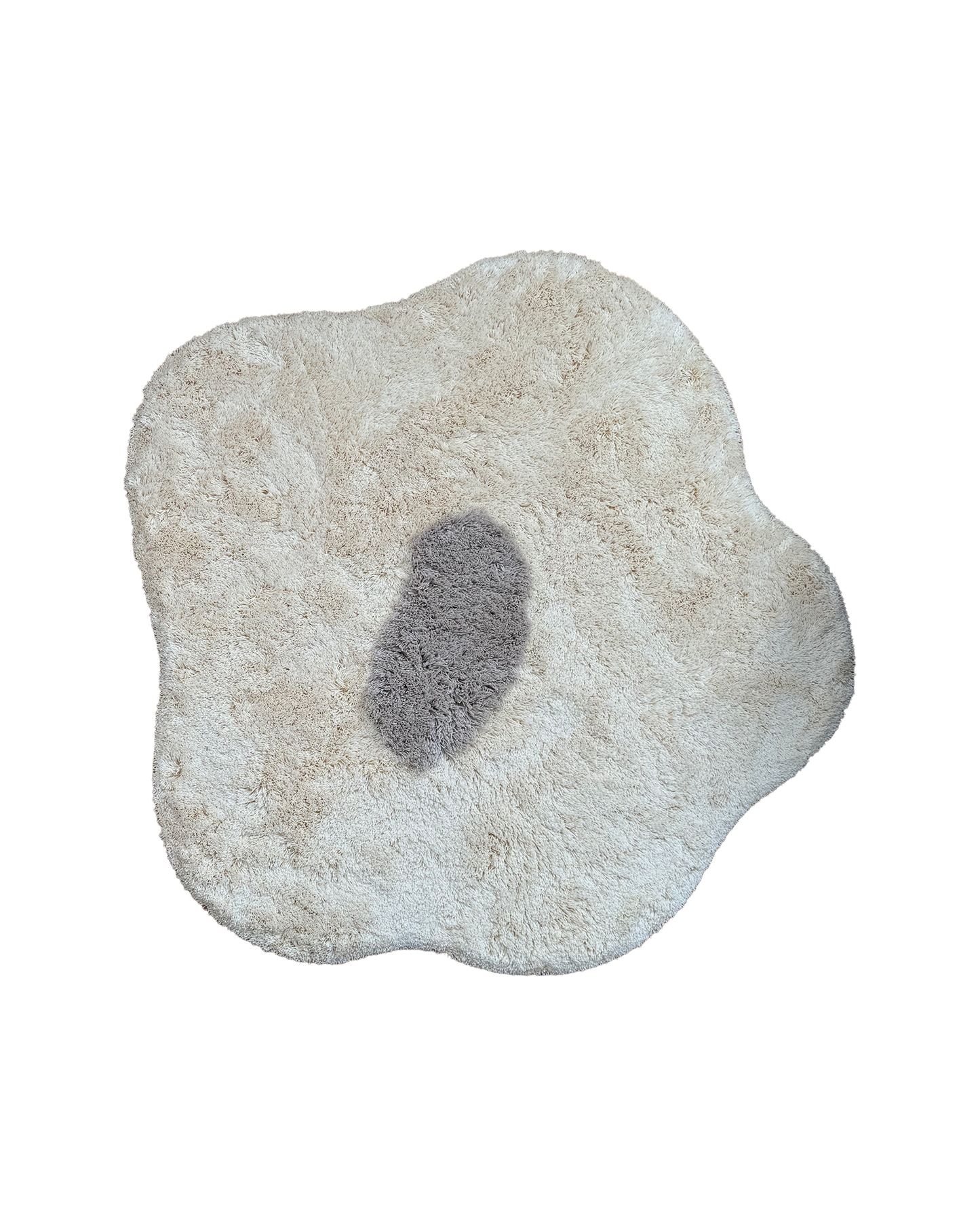 A Single Poppy Rug, creamy/grey cloud