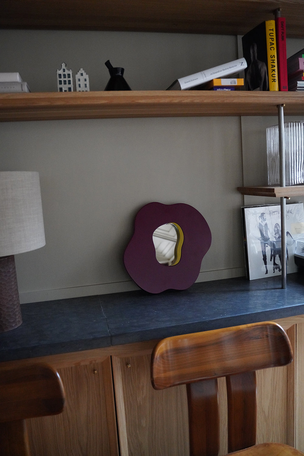 Poppy Mirror, Eggplant/Mustard